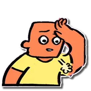 😓 3fdfa39d cartoon, character, expression, confused, thinking, orange whatsapp sticker