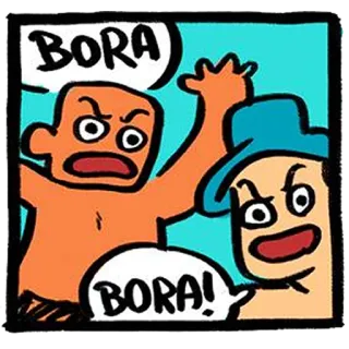 😝 a0d14202 BORA BORA! comic, cartoon, anger, exclamation whatsapp sticker