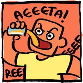 🍺 a1b4d458 AEEETA! REEE angry, cartoon, yelling, meme, aeeeta, reee whatsapp sticker