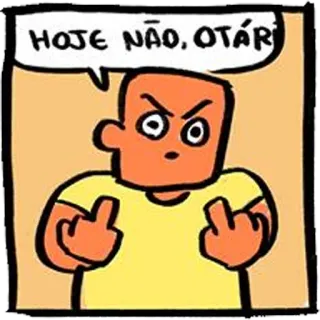 🖕 aa986f2d HOJE NÃO, OTÁRI cartoon, middle finger, insult, rude, expression whatsapp sticker