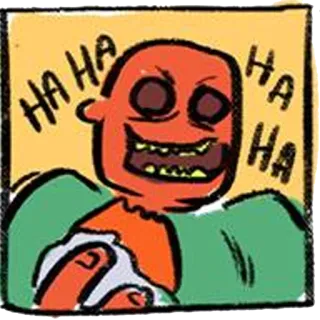 😝 e7ff8532 HA HA cartoon, laughing, haha, creepy, orange, man whatsapp sticker