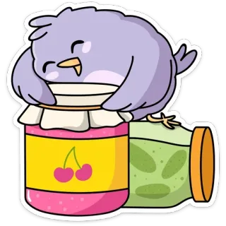 🍫 e537f1b6 Vogel, Marmelade, Kirschen, Essiggurken, Glas, kawaii telegram sticker