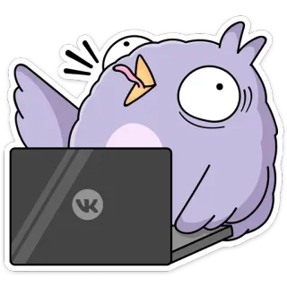 😳 f89d89c0 Eule, Cartoon, Laptop, Computer, VK telegram sticker