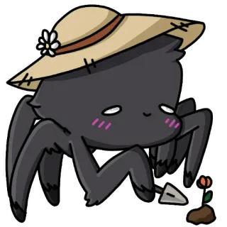 🌳 0fd57fe8 クモ, かわいい, ガーデニング, 花, 帽子, シャベル, 昆虫, 漫画 telegram sticker