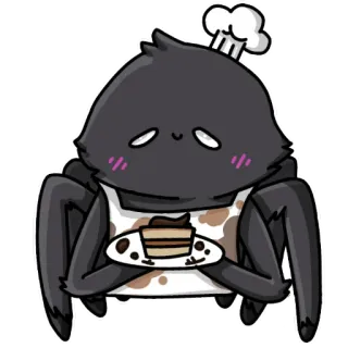🍰 45d23fe5 クモ, シェフ, ベーキング, ケーキ, かわいい, 漫画, 動物, デザート telegram sticker