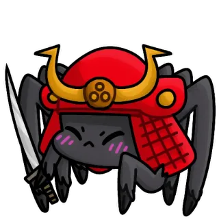 🗡 675c183a クモ, 侍, かわいい, 可愛い, ヘルメット, 刀 telegram sticker