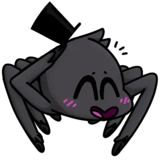 🤗 6d149dcd クモ, かわいい, 漫画, シルクハット, 動物 telegram sticker