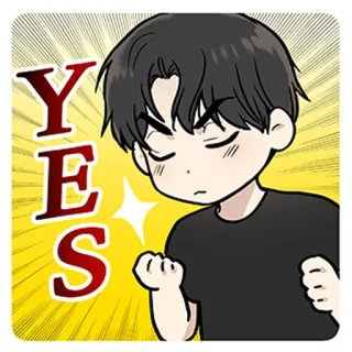 🤩 e8ab2a56 YES tak, zgoda, akceptacja, kreskówka, potwierdzający whatsapp sticker