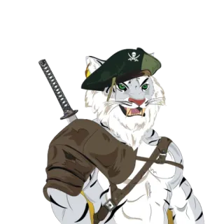 🤍 fd27b931 tiger, pirate, sword, animal, cartoon, character, soldier telegram sticker