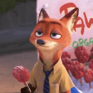 📍 cf523d21 Nick Wilde Zootopia Pawpsicle ORGANIC vos, cartoon, zootropolis, nick wilde, ijsje, dier, film, disney telegram sticker