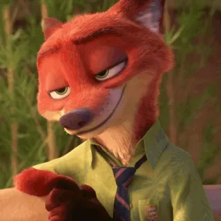📍 ea8f4e18 Nick Wilde Zootopia vos, zootropolis, nick wilde, cartoon, disney, dier, animatie telegram sticker