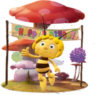 🎉 417c4c47 Maya the Bee HAPPY BIRTHDAY Biene, Alles Gute zum Geburtstag, Cartoon, Gruß, Maya telegram sticker