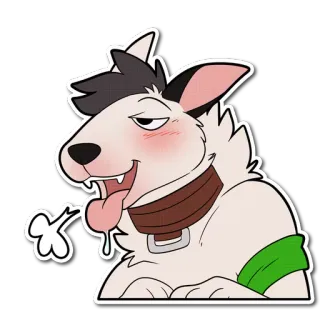 😚 40503f7d เฟอร์รี่, สัตว์, หมา, การ์ตูน, มานุษยรูปนิยม, ปลอกคอ, ยิ้มเยาะ telegram sticker