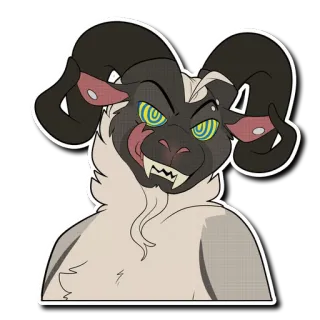 😝 566ee1c1 แกะตัวผู้, สัตว์, มีขน, สัตว์ประหลาด, เขา, ตา telegram sticker