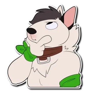 🤔 6eadefff หมา, มีขน, การ์ตูน, คิด, สัตว์ telegram sticker