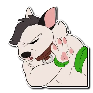❌ 96bbaca1 หมา, ขนฟู, การ์ตูน, สัตว์, ท่าทาง, มือ telegram sticker