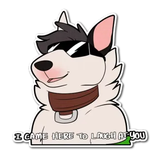 😎 bc192093 I CAME HERE TO LAUGH AT YOU สุนัข, แว่นตา, การ์ตูน, ตลก, สัตว์, สัตว์เลี้ยง telegram sticker