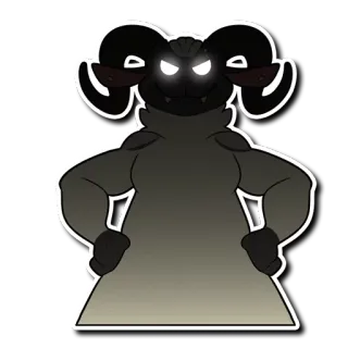 😈 ddaac121 แกะตัวผู้, ปีศาจ, สัตว์ประหลาด, เขา, สิ่งมีชีวิต, เงา, ความชั่วร้าย telegram sticker