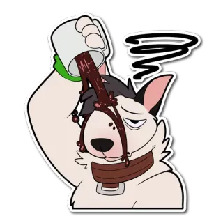 ☕ e34b2005 หมา, กาแฟ, หก, การ์ตูน, สัตว์, บูลล์ เทอร์เรีย telegram sticker