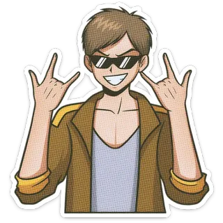 🤟 86b84161 卡通, 人物, 太阳镜, 贴纸 telegram sticker