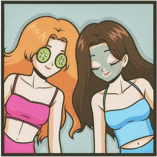 😵‍💫 c17c5f6c 水疗日, 面膜, 黄瓜, 放松, 自我护理, 朋友, 美丽 telegram sticker