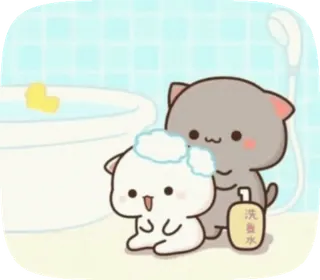 🧖‍♀ 099248f4 洗髮水 кот, ванна, душ, мытье, милый, животное, мультфильм, малыш whatsapp sticker