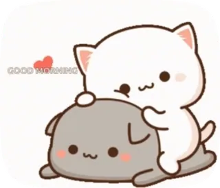 ♥️ 80e34dcf GOOD MORNING кот, собака, доброе утро, милый whatsapp sticker