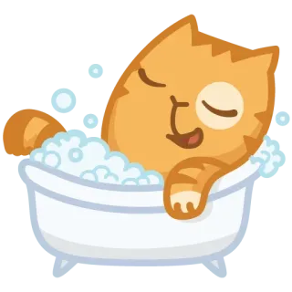 🛁 7a6b8252 cat, bath, bubbles, cute, relaxing, animal, cartoon telegram sticker