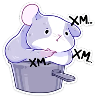😔 f7238fbd XM... 豚鼠, 锅, 卡通, 粗鲁手势, 贴纸, 动物, 可爱 telegram sticker