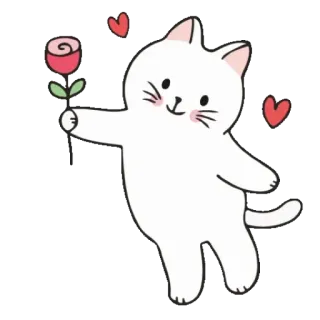 💟 daab6720 gato, flor, rosa, corazones, lindo, animal, pegatina telegram sticker