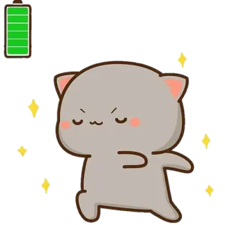 💈 37ca890a gato, fofo, energia, bateria, desenho animado whatsapp sticker
