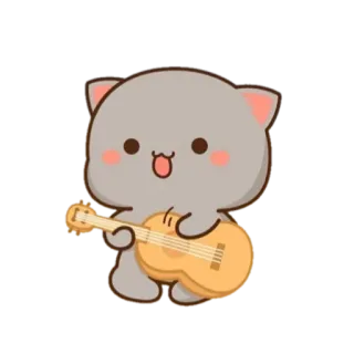 🎸 3f9bcf28 gato, guitarra, fofo, animal, desenho animado whatsapp sticker
