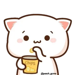 💈 7d2b9809 chips gato, lanche, fofo, animal, batatas fritas, comendo whatsapp sticker