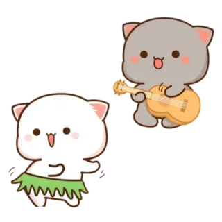 🎭 b44989d4 fofo, desenho animado, gato, guitarra, hula, dança, kawaii whatsapp sticker