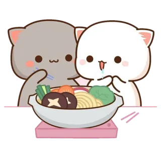 💈 cbc043bd gato, fofo, comida, macarrão, comendo, kawaii, peachcat whatsapp sticker