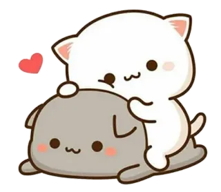 🤭 cdad68a4 кот, собака, мультфильм, милый, сердце, любовь, стикер telegram sticker