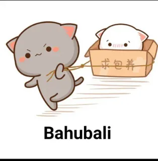 💪 543e185e Bahubali cute, cat, box, cartoon telegram sticker