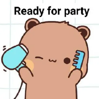 😎 7c507ea5 Ready for party bear, cartoon, hair dryer, comb, party, cute telegram sticker
