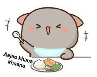 😂 899c34b5 Aajao khana khaane food, cartoon, cute, invite, eat telegram sticker