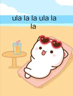 😍 a5ab74b3 ula la la ula la la cat, beach, summer, sunglasses, cartoon, cute, relaxing, vacation telegram sticker