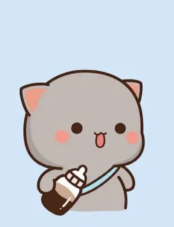 😍 e6f1d6e4 cute, cartoon, cat, kawaii, animal, drinking, baby bottle telegram sticker