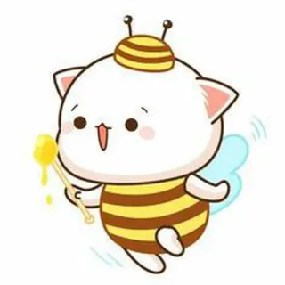 🧜‍♀ fcb8d19f cat, bee, honey, cute, cartoon, animal telegram sticker