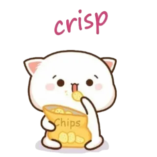 🍟 437c9021 crisp кот, чипсы, милый, закуска, еда whatsapp sticker