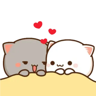 😍 492e8eb6 кошки, любовь, милые, сердечки, мультфильм, пара whatsapp sticker