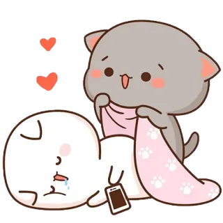 😴 618b7b07 кот, спящий, одеяло, милый, каваий whatsapp sticker