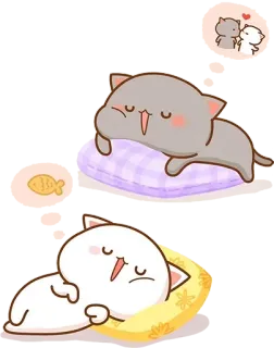🐟 62477010 кот, сон, милый, животное, подушка whatsapp sticker