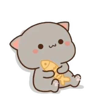 ☺️ 6b854471 кот, рыба, милый, персик, моти whatsapp sticker
