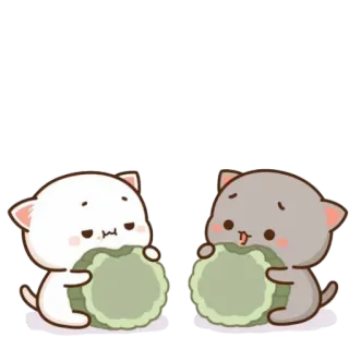 🥒 d6555474 кошки, милые, еда, моти, каваий, животные whatsapp sticker