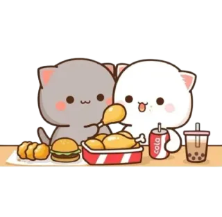🍗 fcd39d5d кот, милый, еда, мультфильм, животные whatsapp sticker