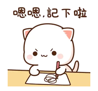 🤨 95084e3b 嗯嗯, 记下啦 Katze, Schreiben, Cartoon, niedlich, Tier telegram sticker